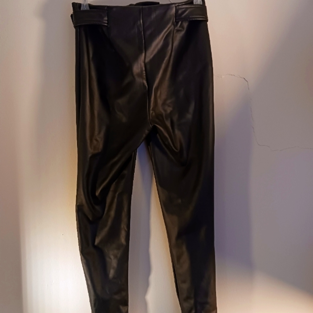 Vegan Leather Pants, BLACK, size M